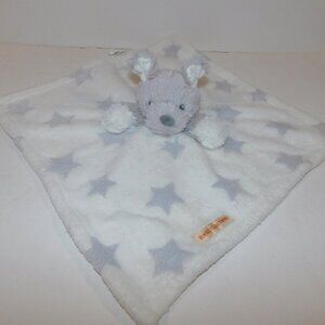 Blankets & Beyond Gray Puppy Dog Stars White Security Blanket Plush Baby Lovey